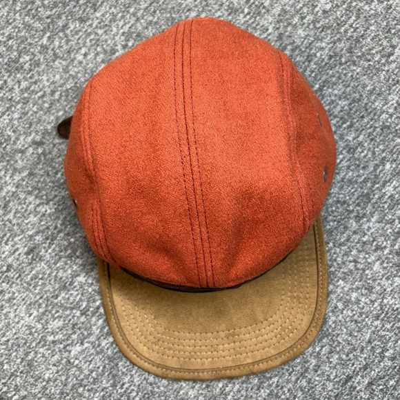 Vintageb Stussy 5 Panel Hat Orange Wool Leather Logo Hiking Strapback Adjustable - Picture 5 of 10